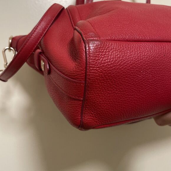 Coach Prairie True Red Pebbled Leather Convertible Chain Satchel Gold - Picture 13 of 16